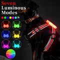 Nylon dog lead with luminous seven-colour strap and explosion-proof handle in adjustable sizes