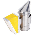 Stainless steel bee smoker with leather bellows, portable small bee smoke fogging machine for hive inspection