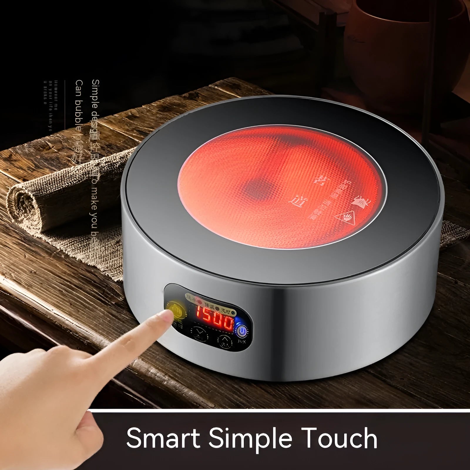 Electric ceramic glass mini tea stove GW-T5 black with touch panel and microcrystalline cooktop