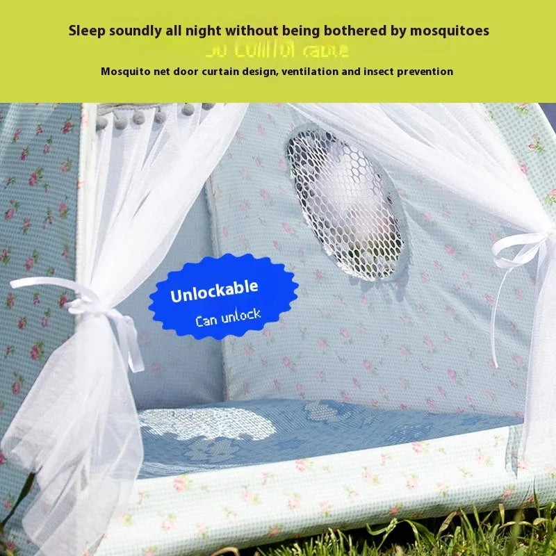 Cloth tent cat nest pet bed in M L XL with light pink light yellow beige and light blue colours