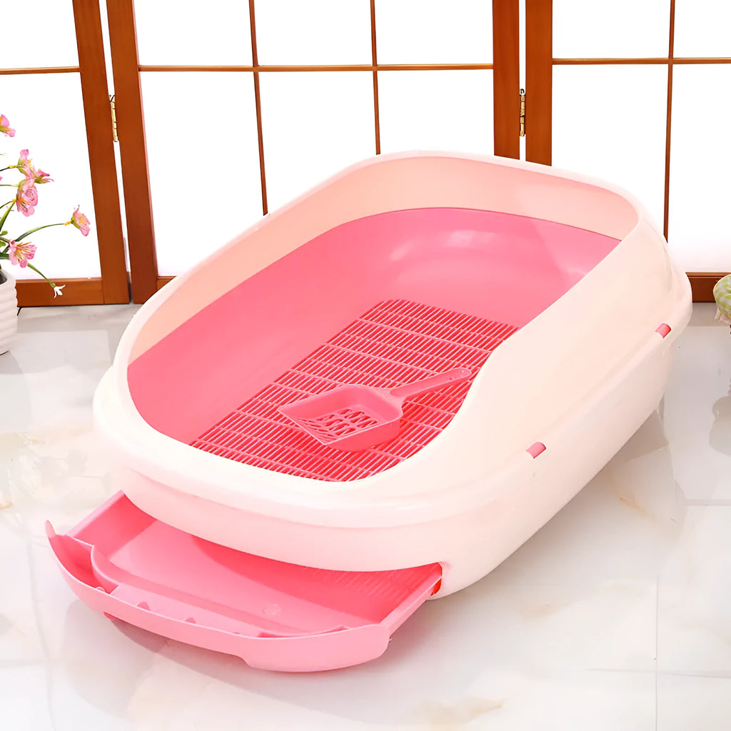 Semi-closed grid drawer cat litter box, large 51 x 40.5 x 20.5 cm, PP, available in five colours