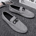 Men's black and grey suede casual shoes with rubber soles for summer wear