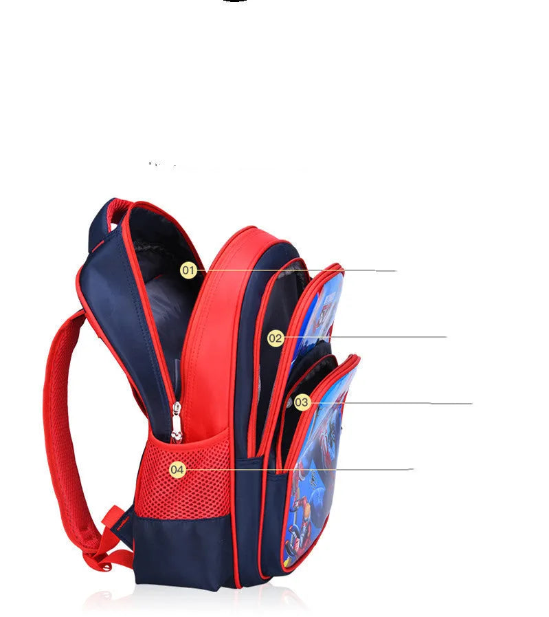 Blue anime cartoon printed backpack with pencil case for school children