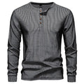 Men's striped long sleeve slim fit T-shirt in white, dark gray, black or khaki, sizes S to 2XL