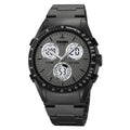 Unisex casual electronic watch with camouflage strap on a wrist, showing resin face and stainless steel buttons.