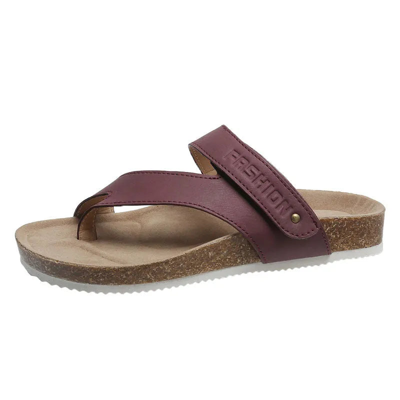 Flat thick-soled flip-flops with a toe ring strap in blue, showing artificial PU upper and foam sole.