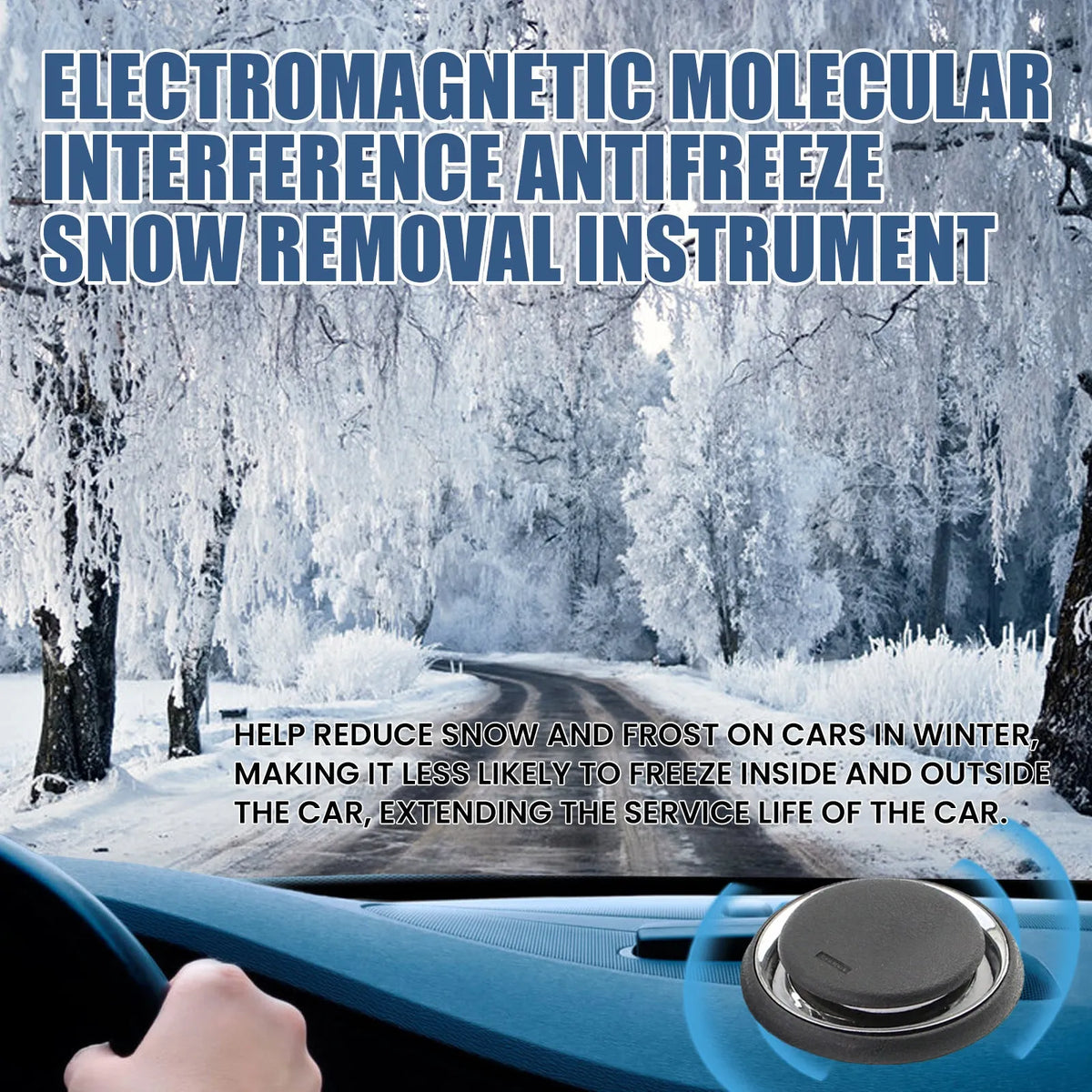 Black square portable car deicing instrument for melting windscreen ice and snow.