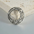Retro heart-shaped hollow lotus magnetic earrings in antique silver stainless steel