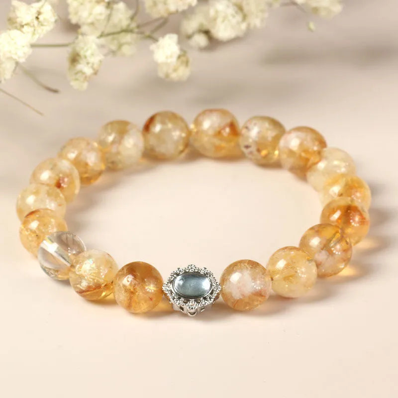 Citrine gemstone crystal bracelet with 10mm stones in geometry unisex design