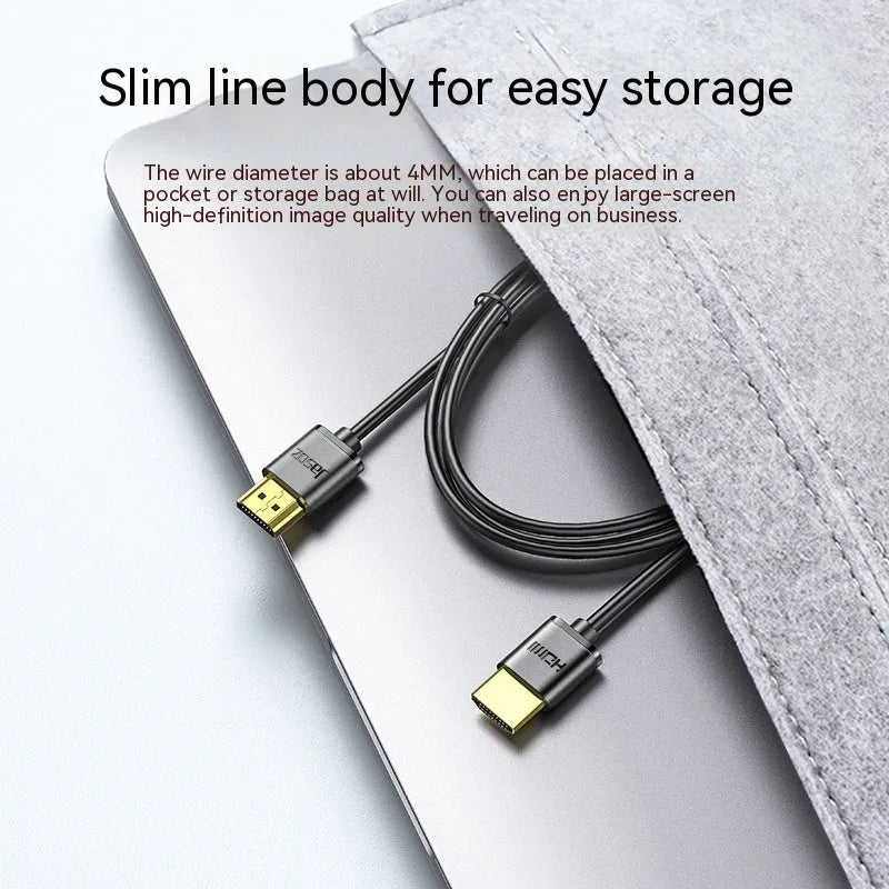Gold-plated HDMI cable with flexible thin design for computer monitor and set-top box connections