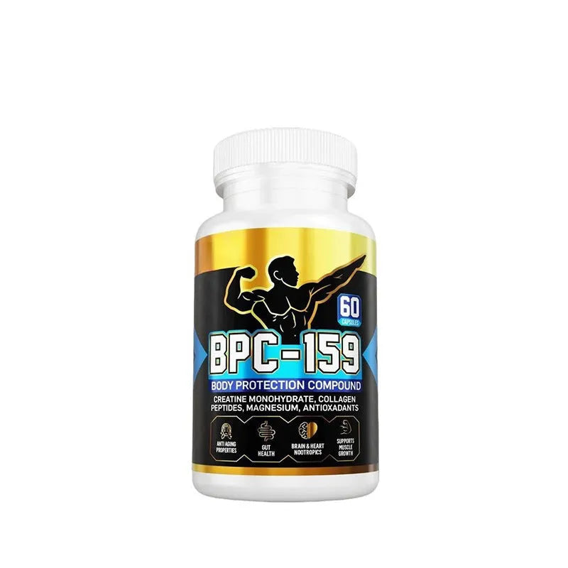 Bottle of body energy supplement capsules for general wellness support