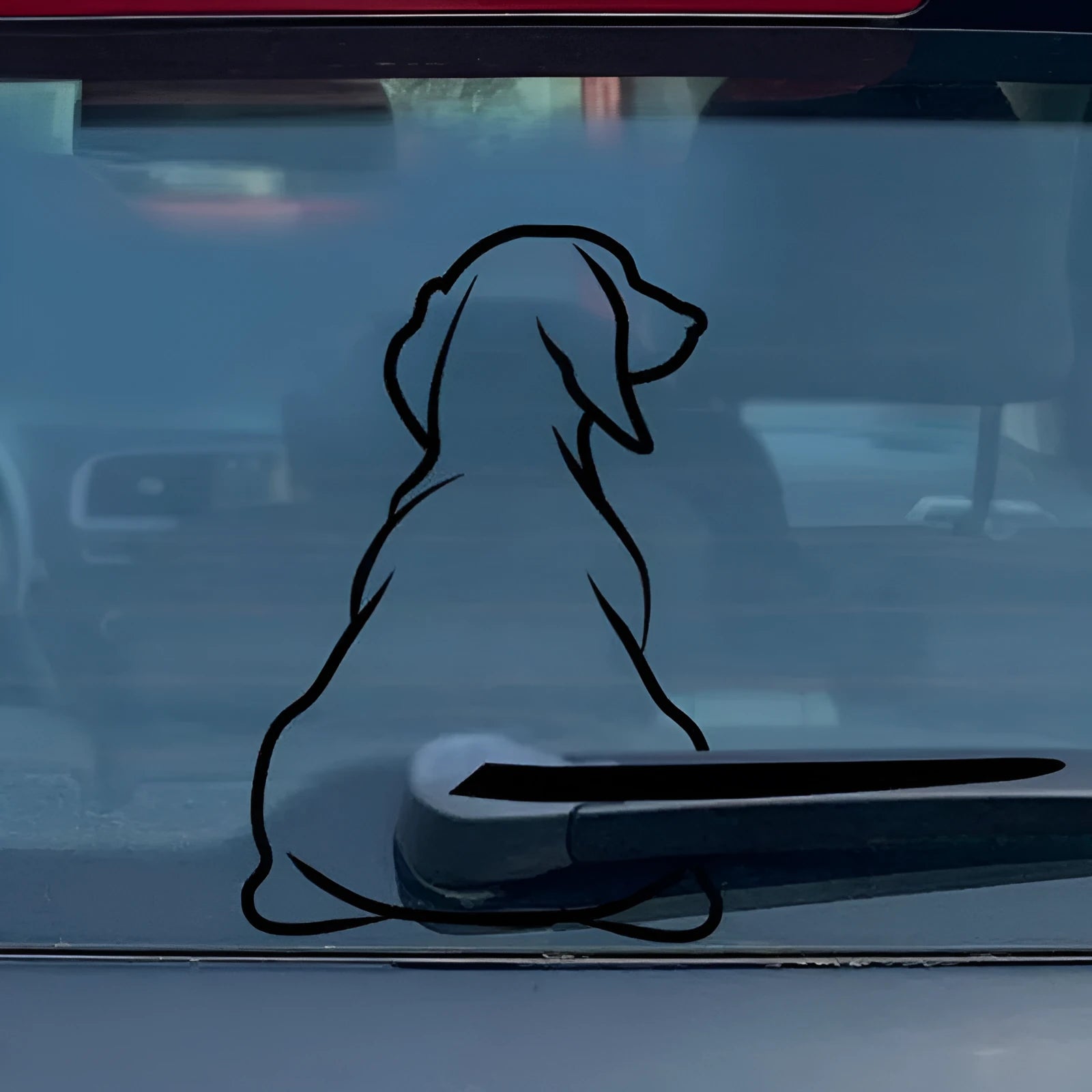 Cartoon wiper back dog rear gear car window vinyl decal in black and white colour options