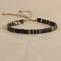 European American style pull bead bracelet with geometric designs in five colour options