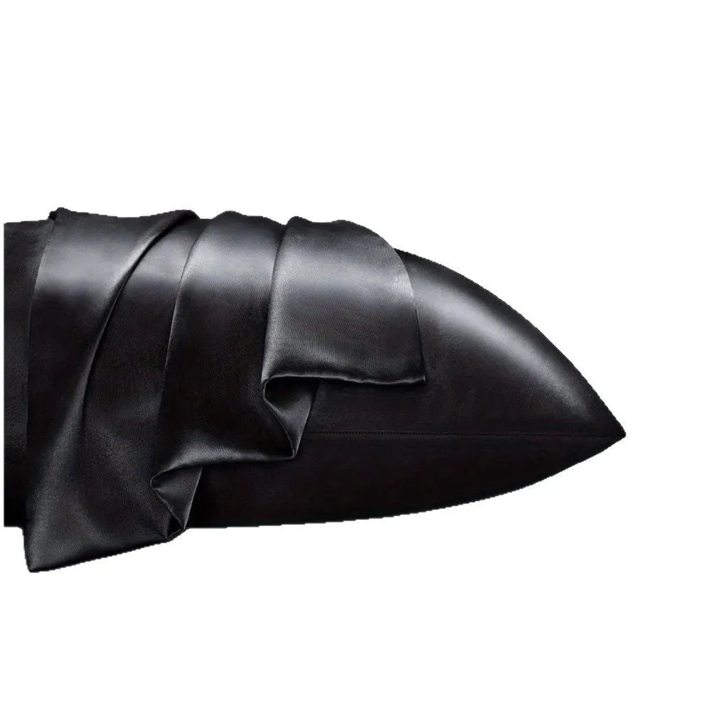 Pair of satin solid colour pillowcases in polyester chemical fibre fabric