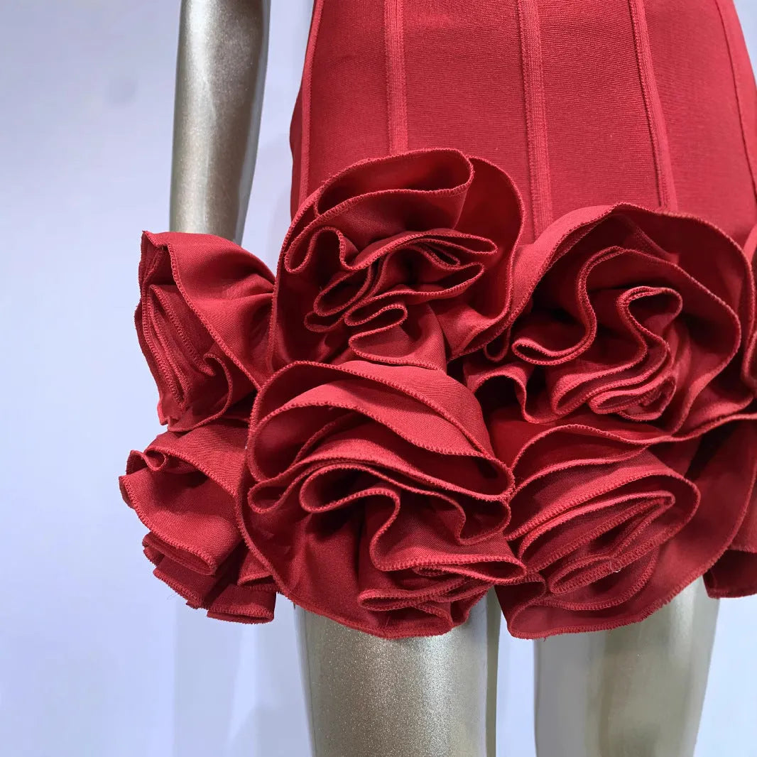Women's solid colour mid waist dress in red, white, or black with urban style design