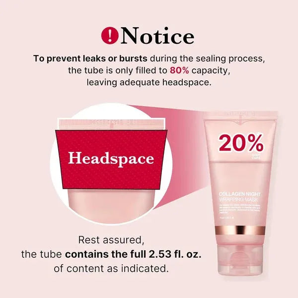 Collagen night face mask in 75ml bottle with application brush for evening skincare