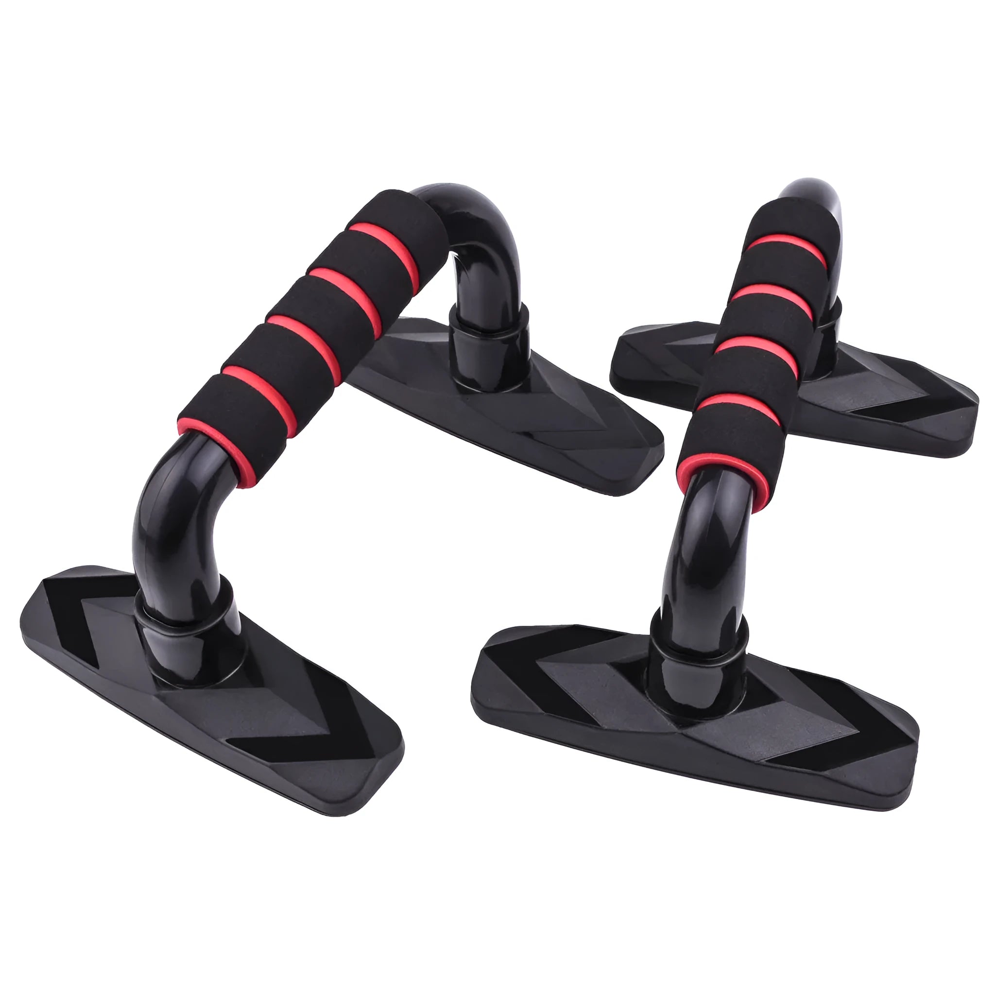 Pair of I-shaped push up bars with PP sponge grips in available colours for upper body strength training