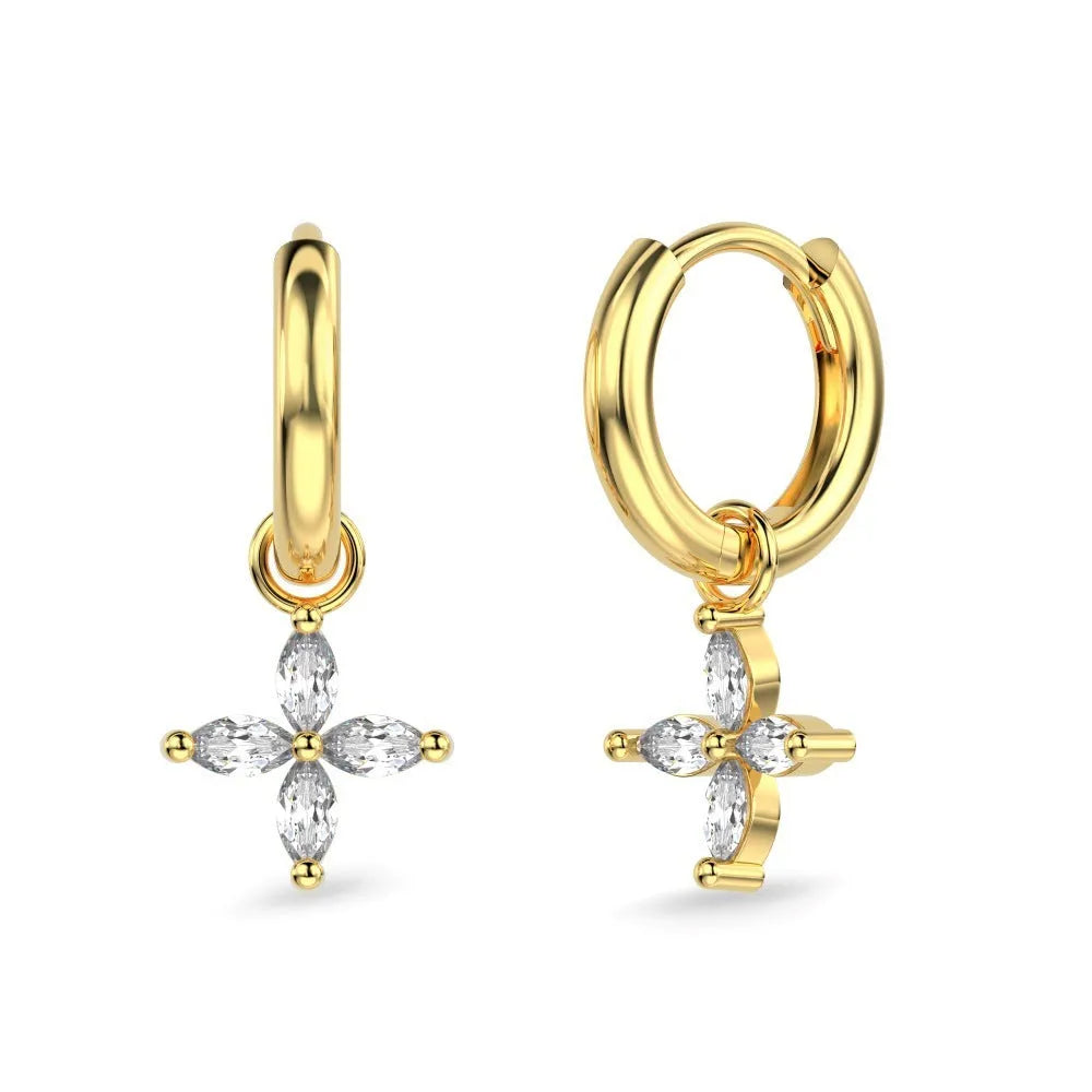 S925 sterling silver flower earrings for women in gold or platinum colour, Korean style, one pair