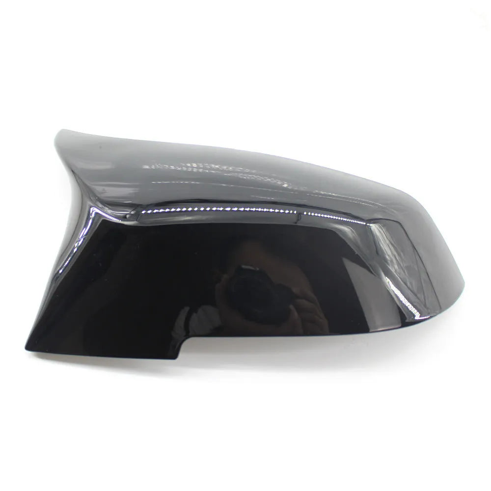 Pair of paint bright black BMW F series replacement rear-view mirror shells