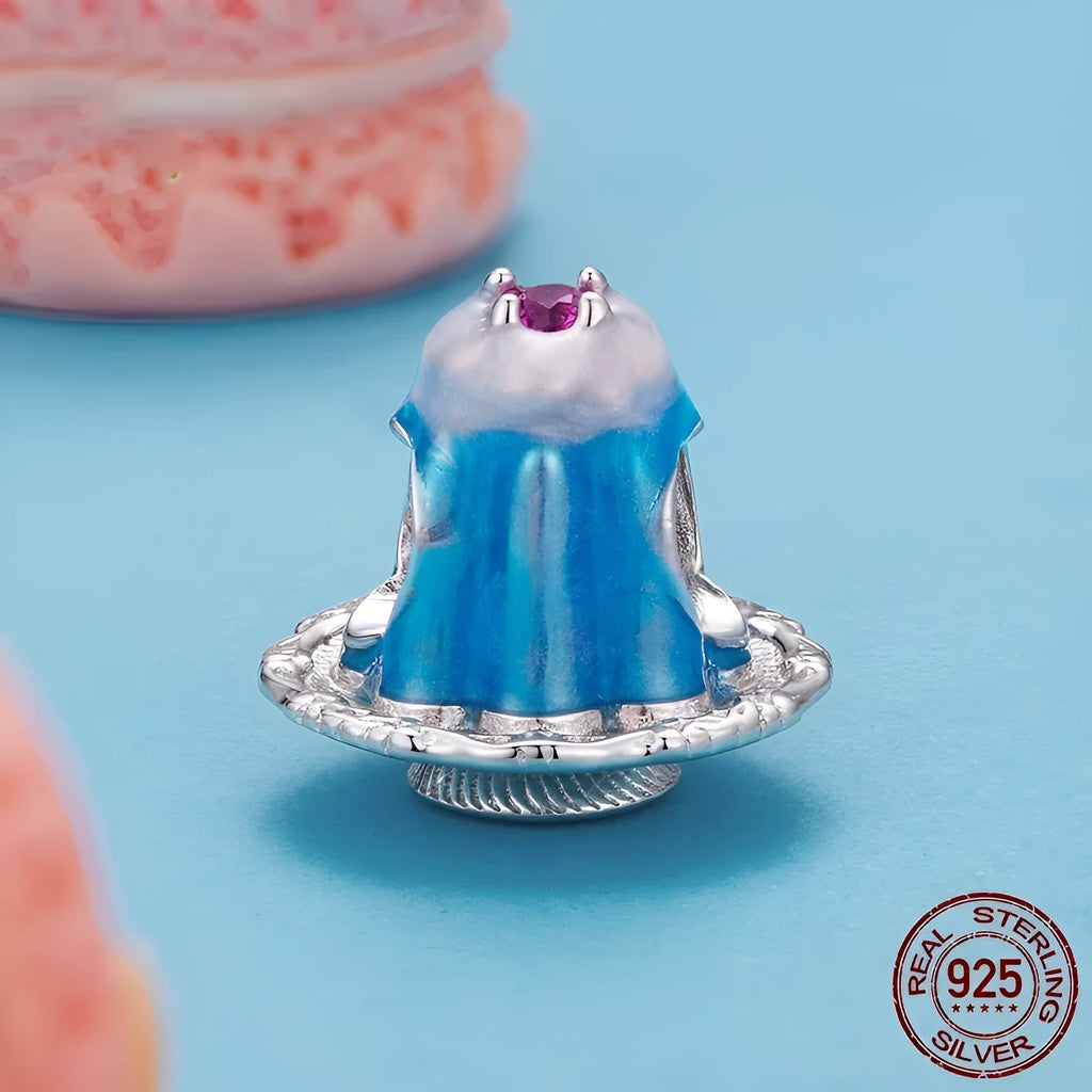 S925 sterling silver dripping pudding bead charm in silver colour with 1.2cm height and 1.3cm width