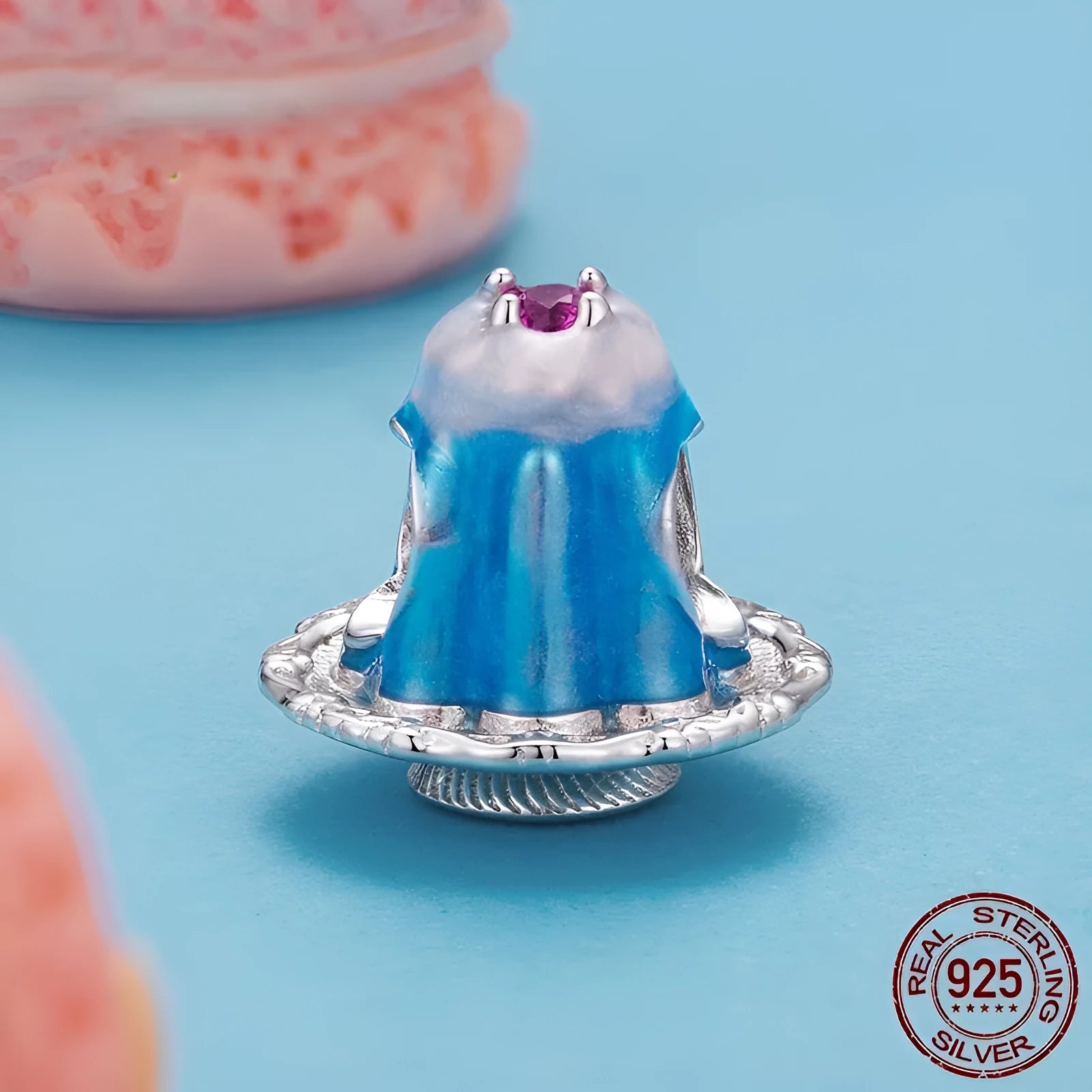S925 sterling silver dripping pudding bead charm in silver colour with 1.2cm height and 1.3cm width