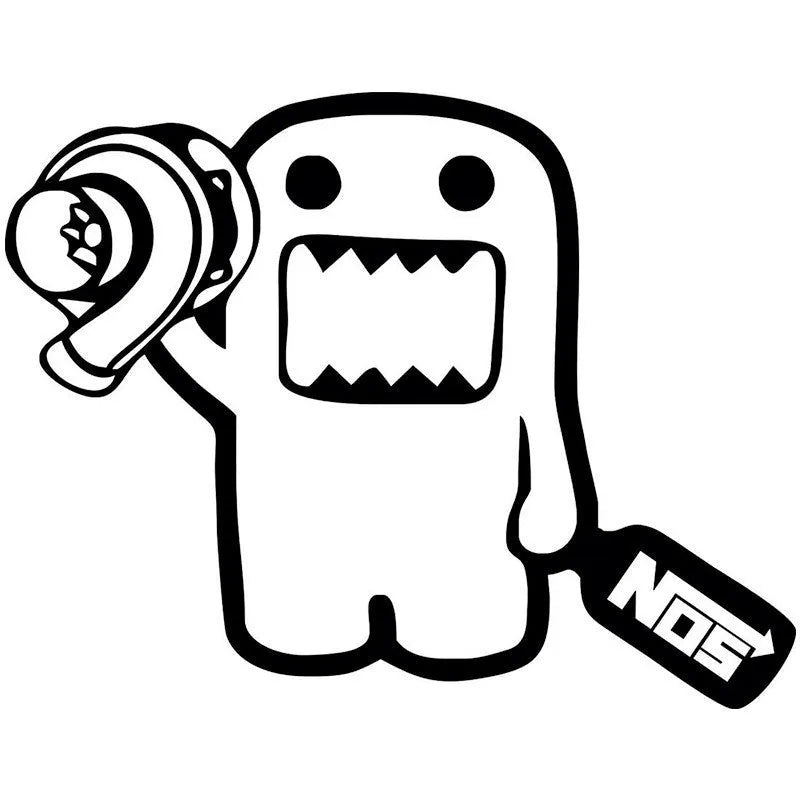 Creative cartoon automobile PVC vinyl sticker for car personalisation 15cm x 12cm black or white