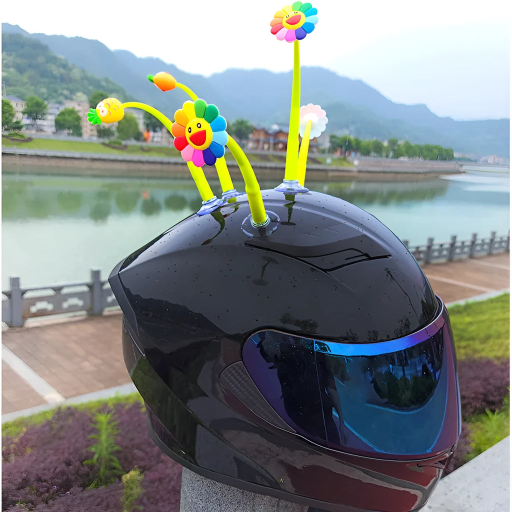 Silicone sunflower helmet decoration with suction cup for motorcycle and bicycle helmets