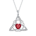 Geometric Celtic knot women's necklace in electroplated copper, shown in one of four colour options.
