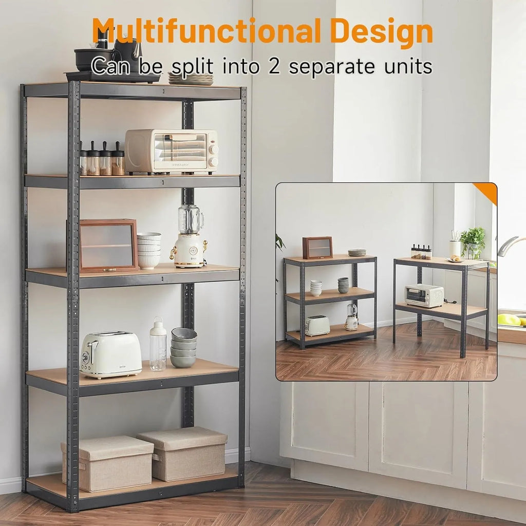 Black five-layer floor display stand storage bookshelf, 180cm high, multi-purpose punch-free rack