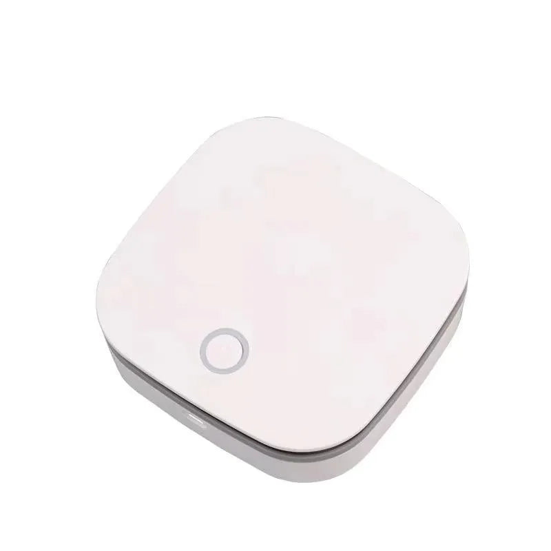 White USB car air purifier with button control for vehicle odour removal