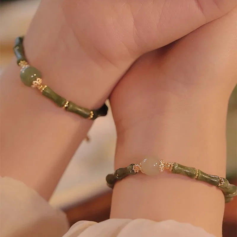 Women's Hetian jade bracelet with round geometry shape in dark green and light colour options