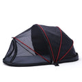 Folding cloth cat tent with half mesh panels in black or blue colour options