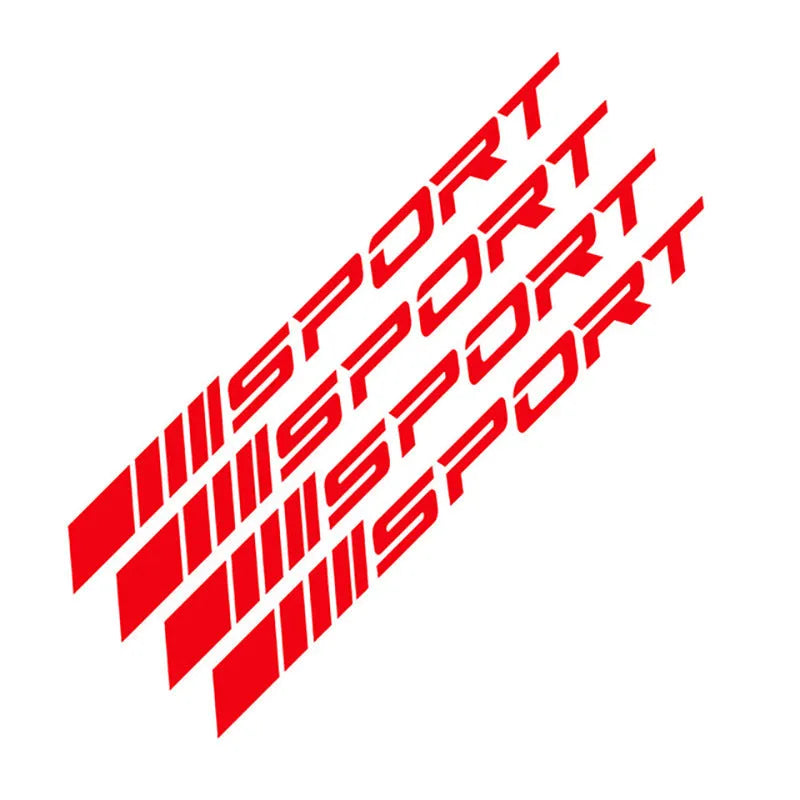 Hollow sports design car rim stickers in black, red, or white colours