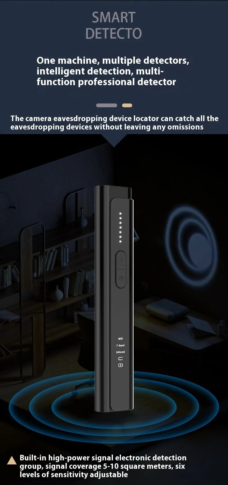 Signal Search anti spy camera detector device in black or silver colour with 160mm length.