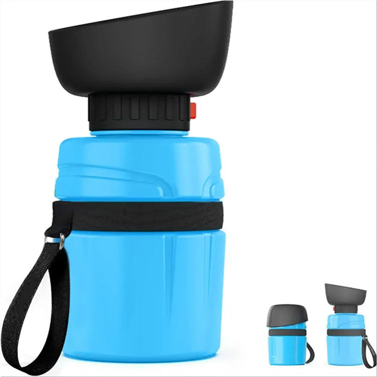520ml portable dog water bottle with food grade ABS sink, transparent PC cup body and silicone seal