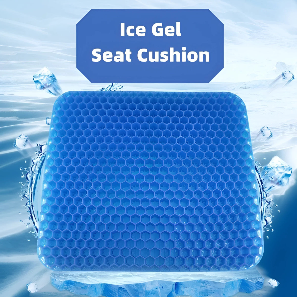 Square gel seat cushion with honeycomb structure and breathable cover for pressure relief