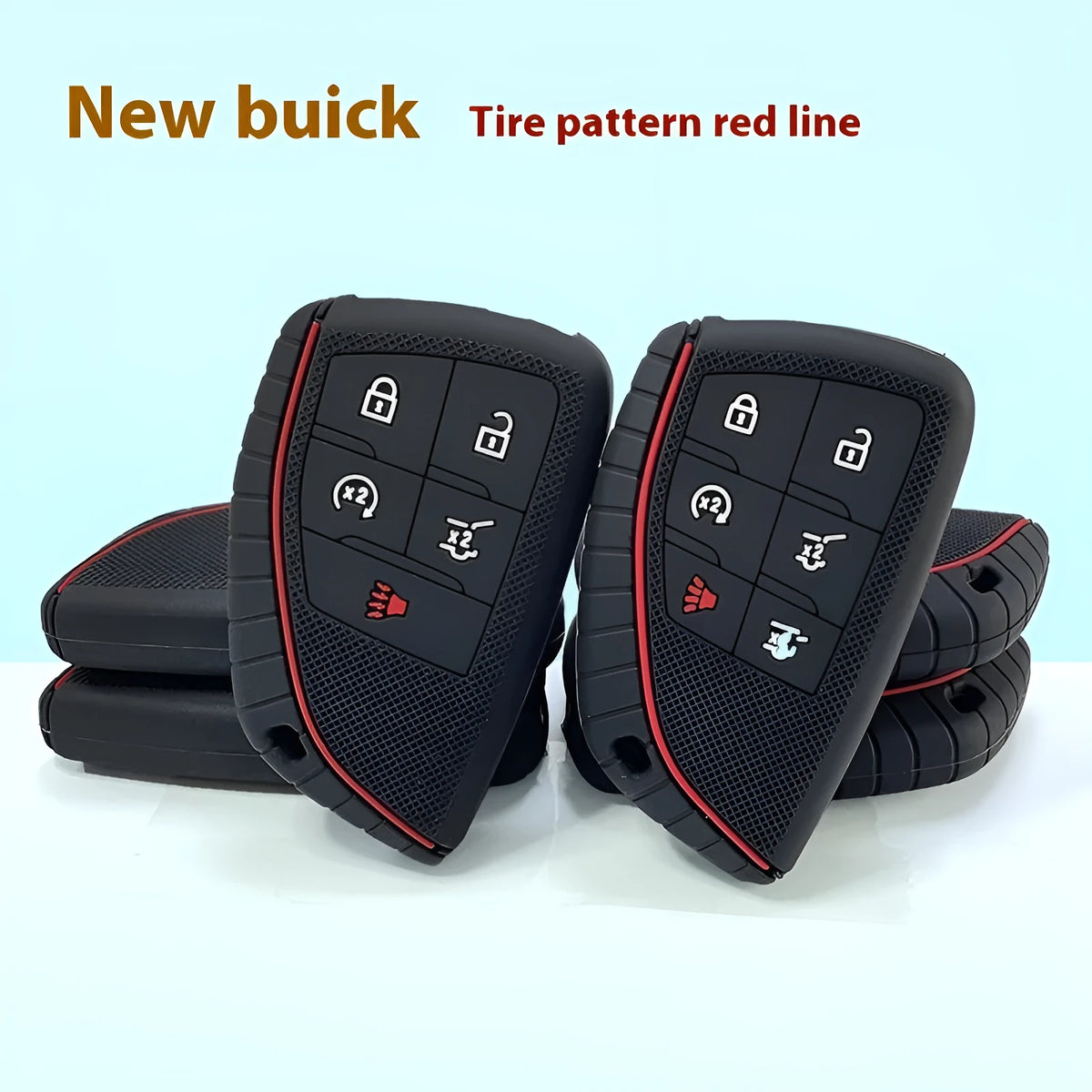 Black silicone key cover with tire pattern for Chevrolet Tahoe Ivia GW key fob