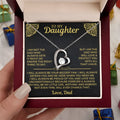 Hollow heart-shaped necklace in silver or gold with card and gift box.