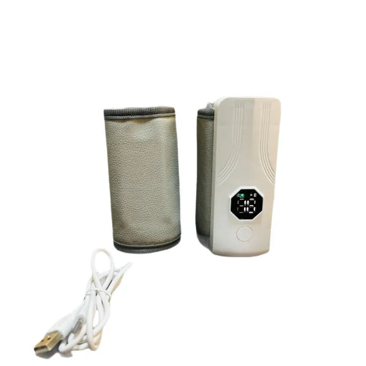 Grey and white portable electric milk warmer for car charger sockets