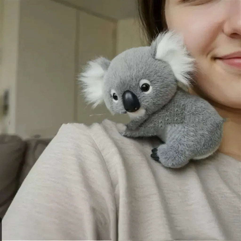 Grey cartoon koala plush toy, 15 x 12 x 10 cm, in OPP package for decoration and gifting