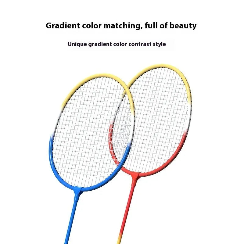 Blue and red ultra-light alloy split badminton racket pair set for casual play