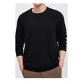 Men's regular fit pullover sweater in light grey wool yarn for autumn wear.
