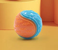 Red and blue TPR rubber dog training ball with sound, 6.5cm diameter