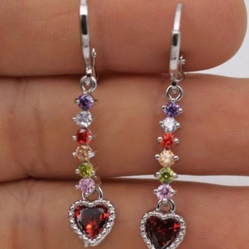 Women's heart-shaped fashion earrings with gold or silver electroplated alloy construction