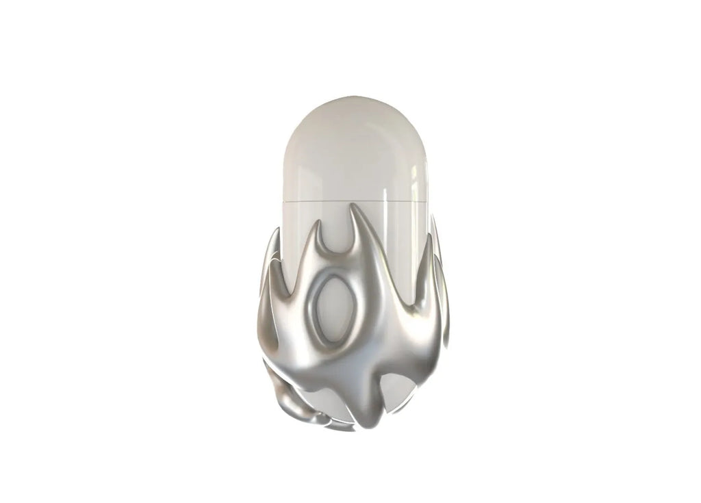 Silver flame 3D printed resin shell for AirPods Pro 1st and 2nd generation charging case