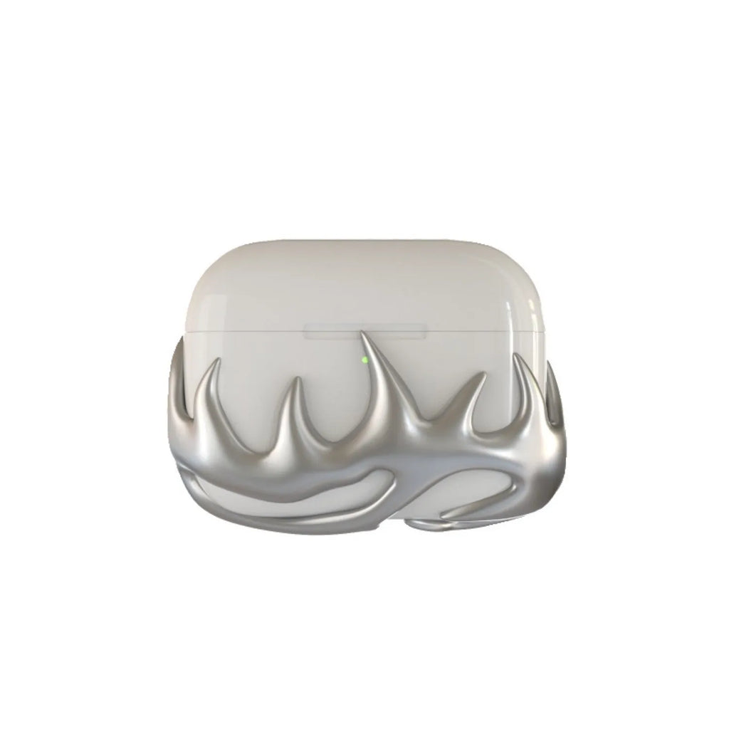 Silver flame 3D printed resin shell for AirPods Pro 1st and 2nd generation charging case