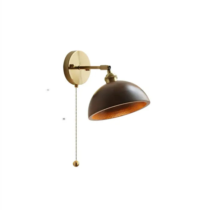 Nordic style wooden wall-mounted bedside lamp in walnut colour.