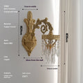 Retro copper wall lamp with crystal shade, single-head or double-head, LED 220V wall light for bedroom and aisle