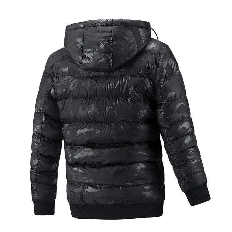 Men's casual double-sided wear coat in black or navy blue, thickened polyester, Korean style