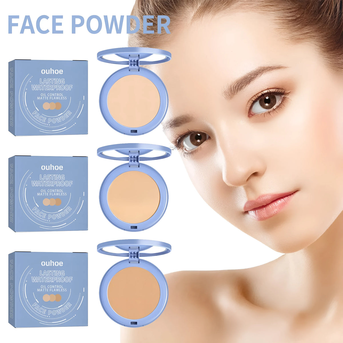 Compact of natural finishing powder in 8g size with shade options Classic Ivory, Natural Beige, Pure Beige